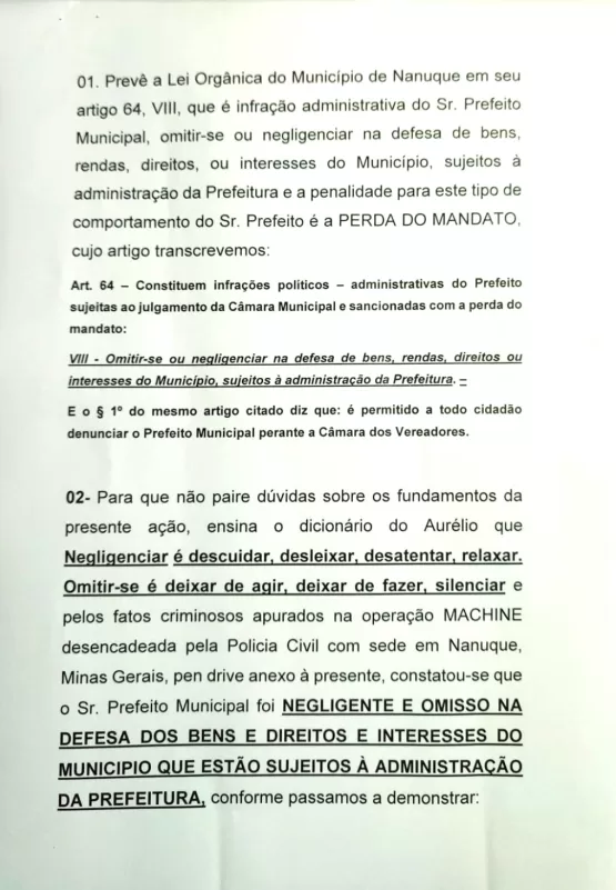 Pedido de impeachment de Gilson Coleta é protocolado na Câmara