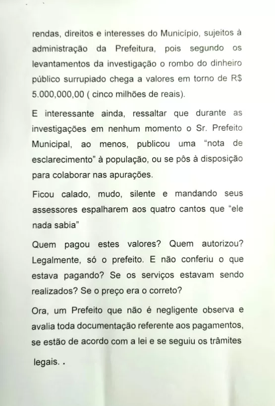 Pedido de impeachment de Gilson Coleta é protocolado na Câmara