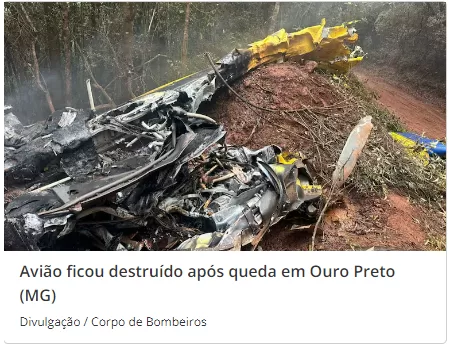 Avião que caiu em Ouro Preto e causou morte de piloto era utilizado no combate a incêndios