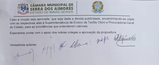 CÂMARA MUNICIPAL DE SERRA APROVA MOÇÃO DE REPÚDIO A DIRETOR DA ESCOLA VANDA REUTER