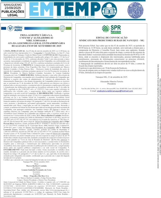 ATA FRISA AGRO E EDITAL SRN