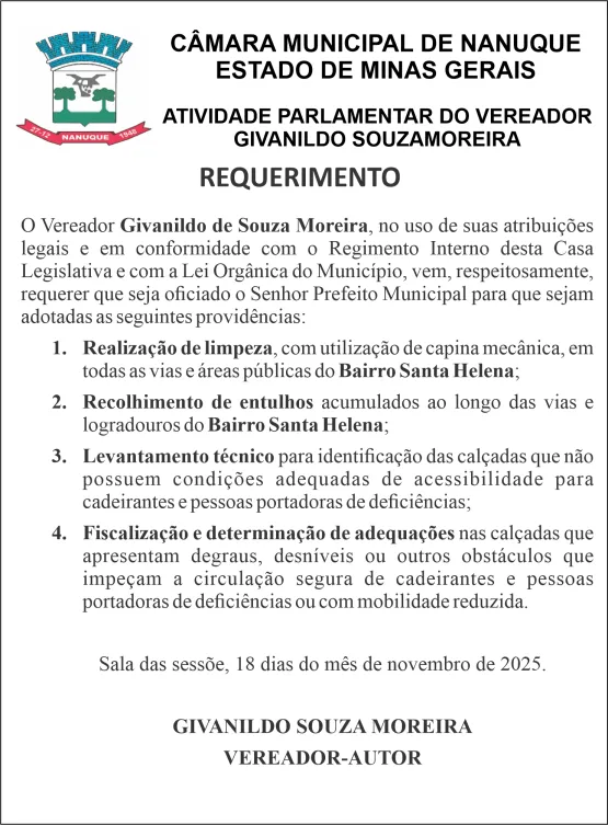 Vereador Givanildo Moreira cobra mais atenção aos deficientes