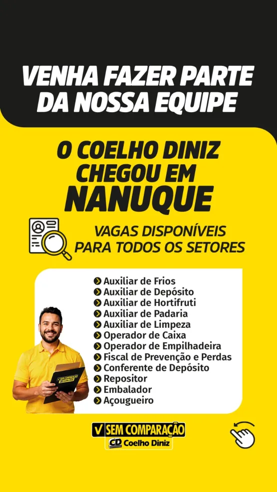 Coelho Diniz anuncia vagas de emprego para nova unidade em Nanuque