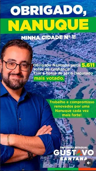 Gustavo Santana desafia as estatísticas e conquista votação histórica em Nanuque Gustavo Santana desafia as estatísticas e conquista votação histórica em Nanuque