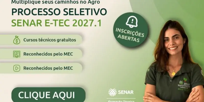 Senar e-Tec oferece cursos técnicos gratuitos